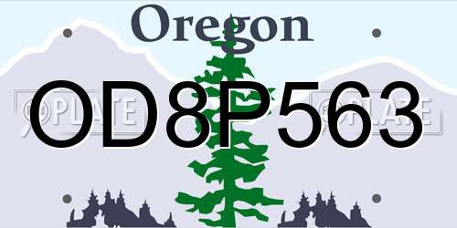 OD8P563 Oregon License Plate