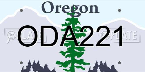 ODA221 Oregon License Plate