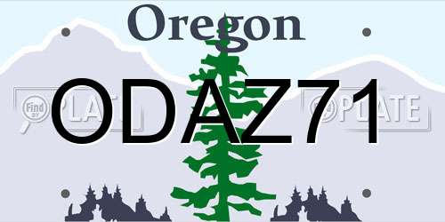 ODAZ71 Oregon License Plate