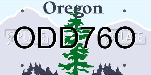 ODD76O Oregon License Plate