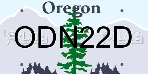 ODN22D Oregon License Plate