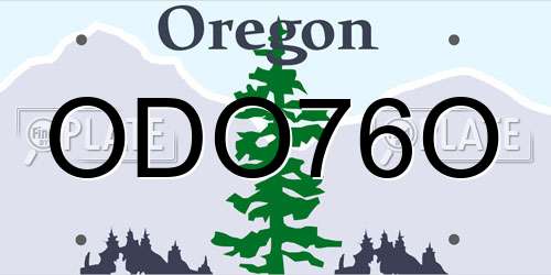 ODO76O Oregon License Plate