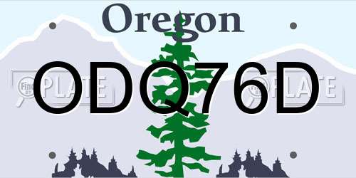 ODQ76D Oregon License Plate