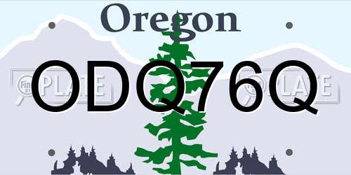 ODQ76Q Oregon License Plate