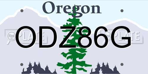 ODZ86G Oregon License Plate