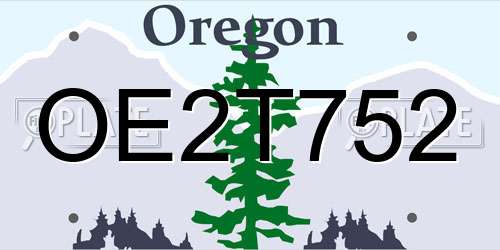 OE2T752 Oregon License Plate