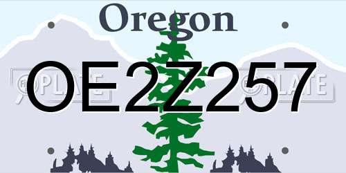 OE2Z257 Oregon License Plate