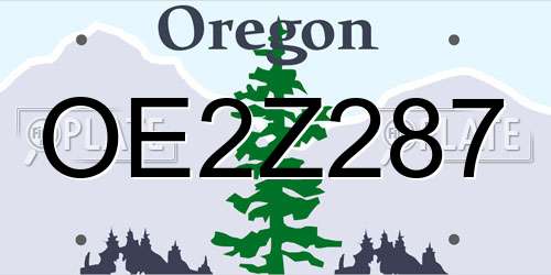 OE2Z287 Oregon License Plate