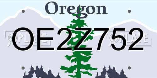OE2Z752 Oregon License Plate
