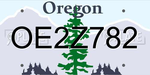OE2Z782 Oregon License Plate