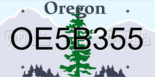 OE5B355 Oregon License Plate