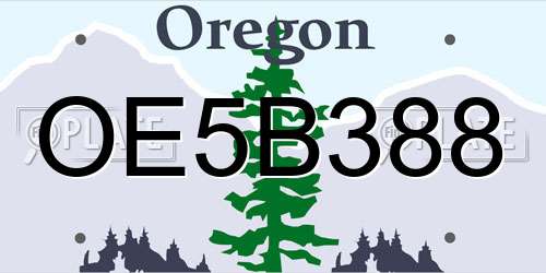 OE5B388 Oregon License Plate