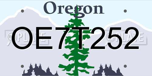 OE7T252 Oregon License Plate