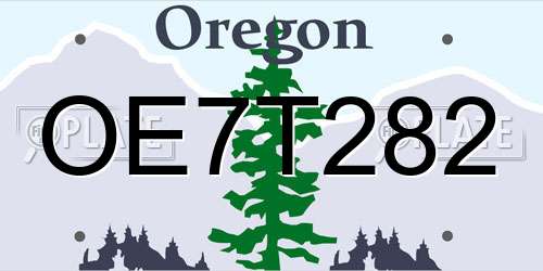 OE7T282 Oregon License Plate