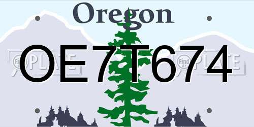 OE7T674 Oregon License Plate