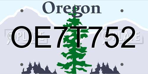 OE7T752 Oregon License Plate