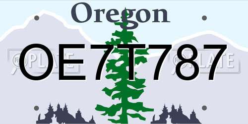 OE7T787 Oregon License Plate