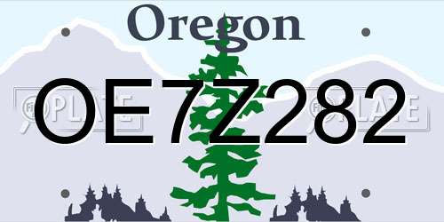 OE7Z282 Oregon License Plate