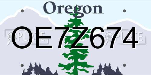 OE7Z674 Oregon License Plate
