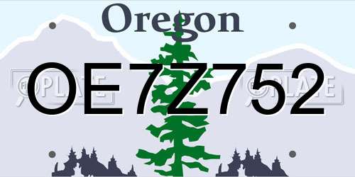 OE7Z752 Oregon License Plate