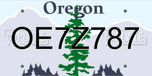 OE7Z787 Oregon License Plate
