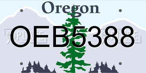 OEB5388 Oregon License Plate