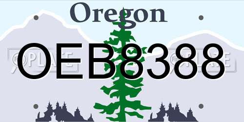 OEB8388 Oregon License Plate