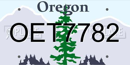 OET7782 Oregon License Plate