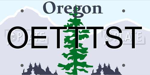 OETTTST Oregon License Plate