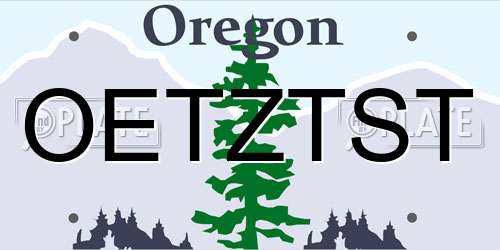 OETZTST Oregon License Plate