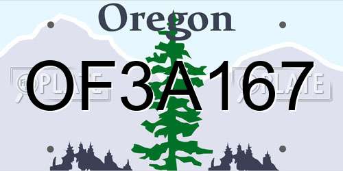 OF3A167 Oregon License Plate