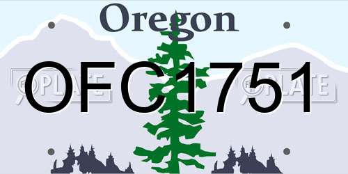 OFC1751 Oregon License Plate