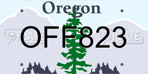OFF823 Oregon License Plate