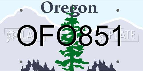 OFO851 Oregon License Plate