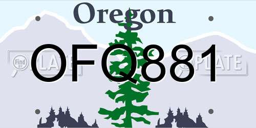 OFQ881 Oregon License Plate
