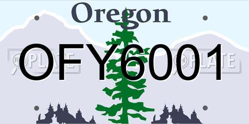 OFY6001 Oregon License Plate