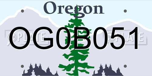 OG0B051 Oregon License Plate