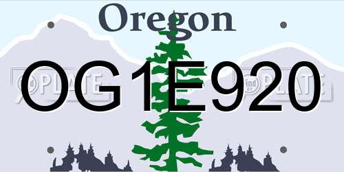 OG1E920 Oregon License Plate
