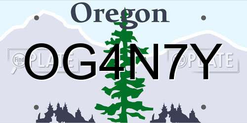 OG4N7Y Oregon License Plate