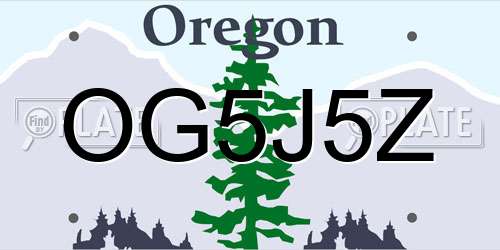 OG5J5Z Oregon License Plate