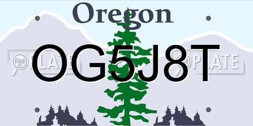 OG5J8T Oregon License Plate