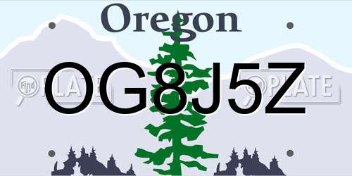 OG8J5Z Oregon License Plate