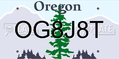 OG8J8T Oregon License Plate