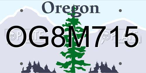 OG8M715 Oregon License Plate