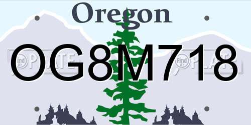 OG8M718 Oregon License Plate