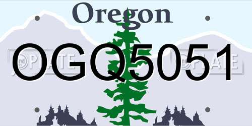 OGQ5051 Oregon License Plate