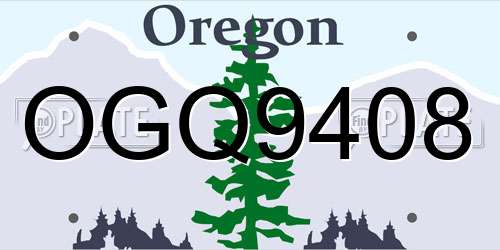 OGQ9408 Oregon License Plate