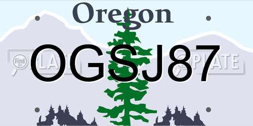 OGSJ87 Oregon License Plate