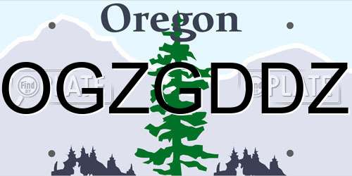 OGZGDDZ Oregon License Plate