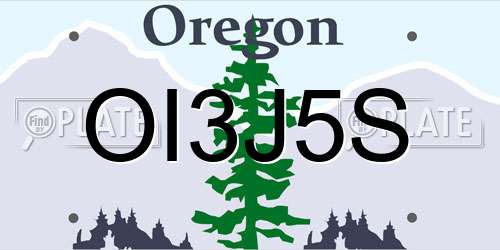 OI3J5S Oregon License Plate